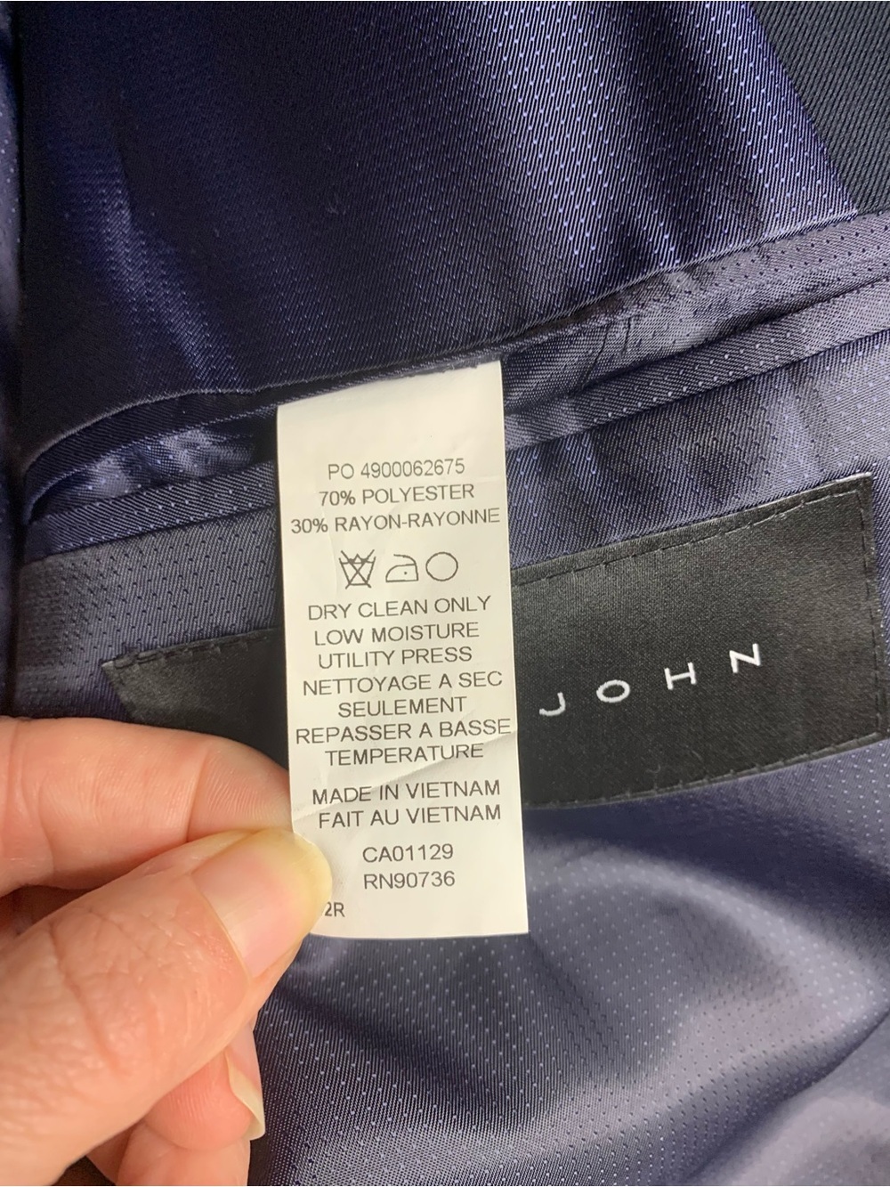 Sean John Navy Blue Two-Button Suit Blazer Jacket - Size 42R - Picture 6 of 10